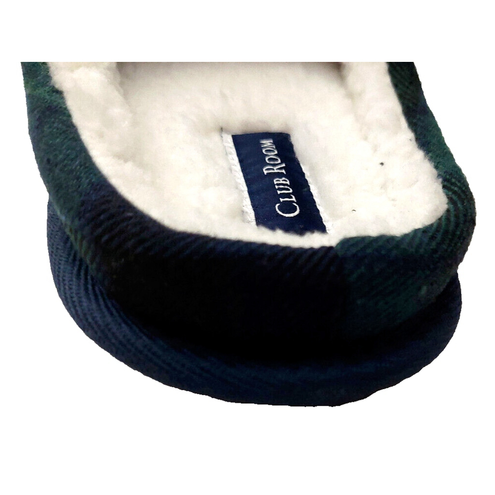 Club Room Men's Blue & Green Plaid Indoor/Outdoor Slippers Size Small 6-7 - Picture 10 of 15